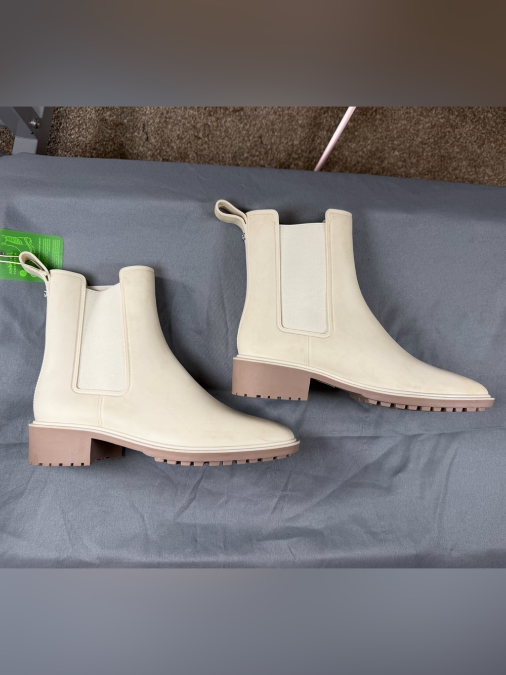 Sam Edelman Cream Chelsea Ankle Boots with Taupe Lug Sole